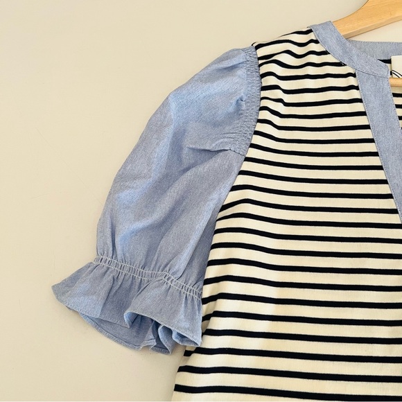NWOT Tuckernuck POMANDER PLACE Navy Stripe Livia Puff Sleeve Top Size: Large - Picture 6 of 14